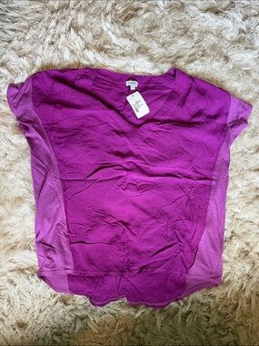 Splendid V-Neck Short Sleeve Top - Purple